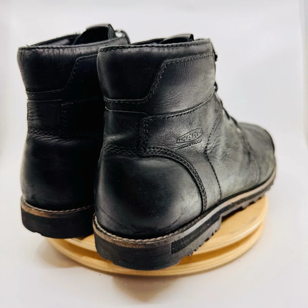 KEEN The Rocker Boots Mens 13 Black Leather Waterproof Lace Up Utility Casual